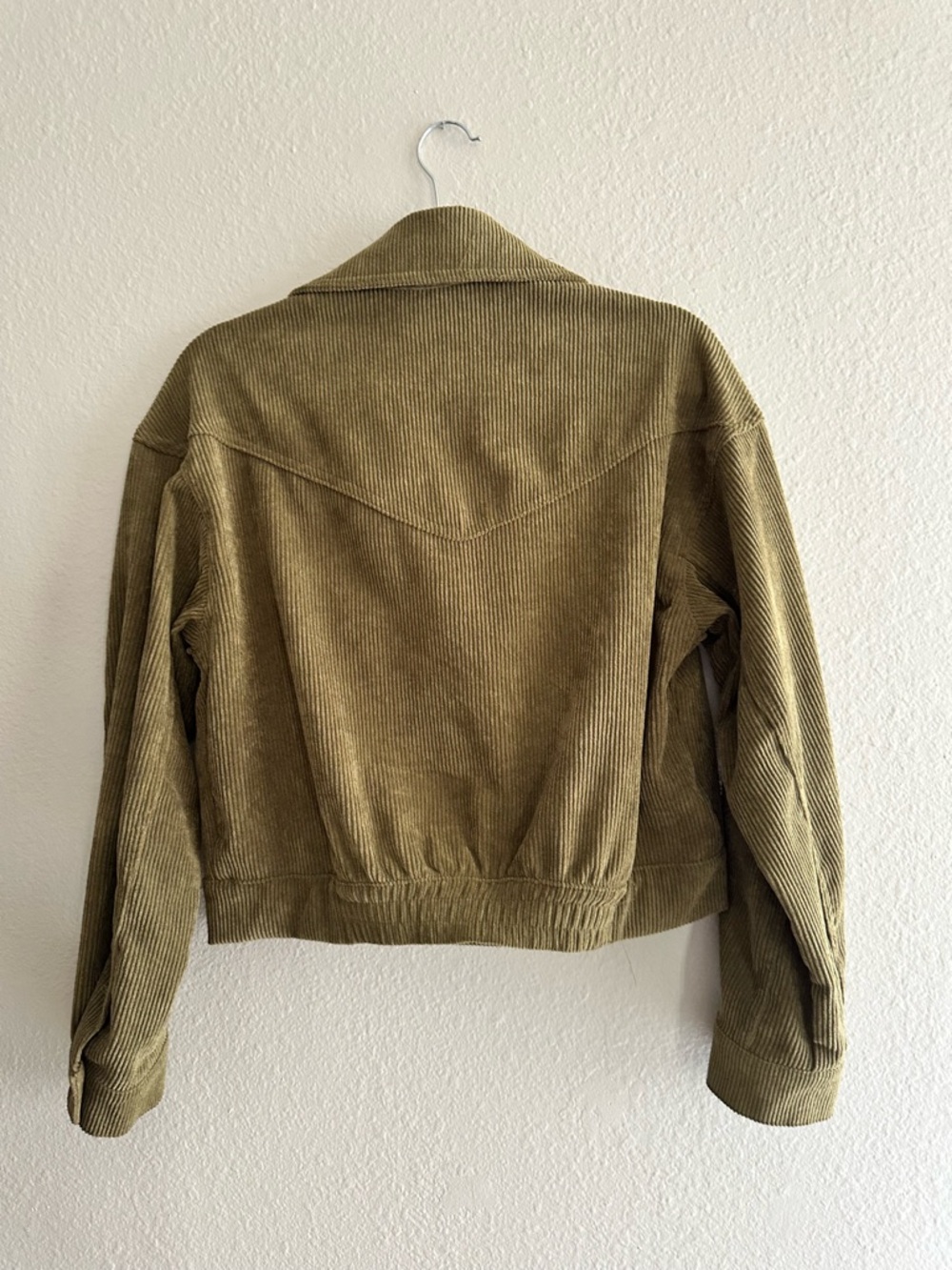 MINE Corduroy Cropped Jacket Olive Green Snap Front Size Medium Nordstrom - Picture 2 of 2